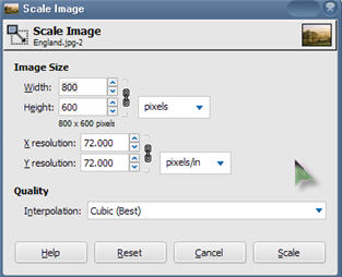 GIMP resizing an image